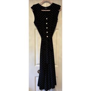 Roz & Ali Womens Black And White Polka Dot Buttons Wide Leg V Neck Jumper Sz 16